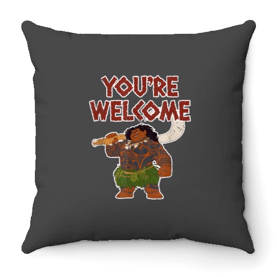 Disney Moana Maui Confident Pose You're Welcome Distressed gifts trends Throw Pillows