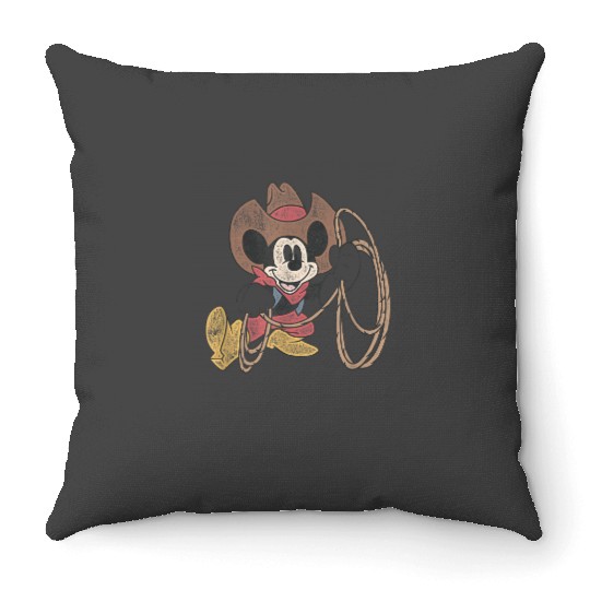 Disney Mickey And Friends Vintage Cowboy Western Throw Pillows