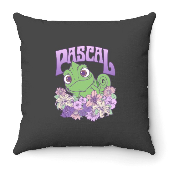 Disney Tangled Cute Pascal Floral Pastel Big Chest Portrait Throw Pillows