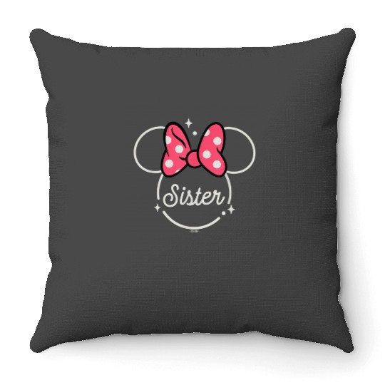 Disney Minnie Mouse Sister Head Icon Magic Famil Throw Pillows