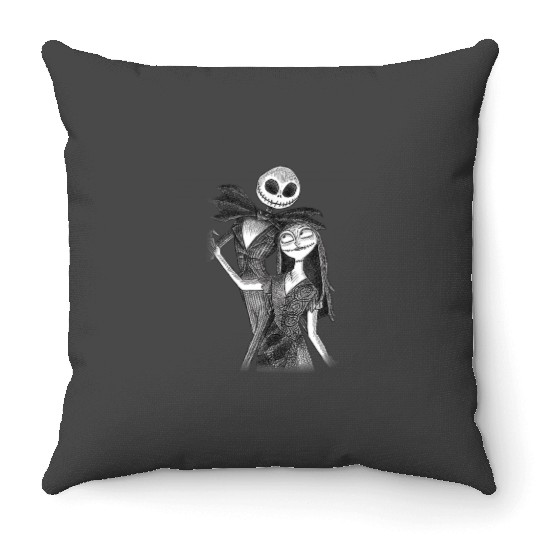 Disney The Nightmare Before Christmas Jack Sally Sketch 3408 Throw Pillows