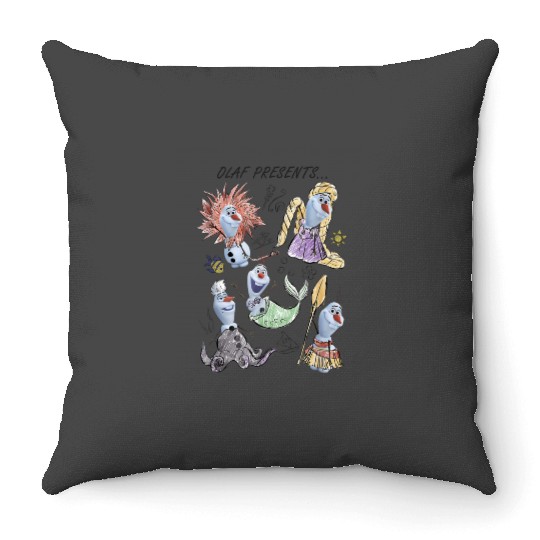 Disney Olaf Presents Classic Costume Sketches Throw Pillows
