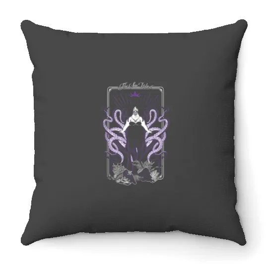 Disney Ursula Tarot Card Poster Throw Pillows