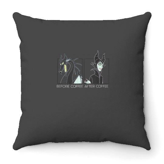 Disney Villains Maleficent Panels Before Coffee After Coffee Throw Pillows