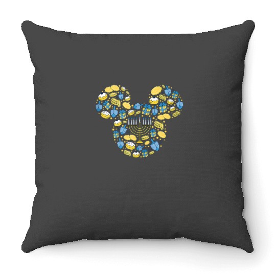 Disney Mickey Mouse Icon Hanukkah Chanukah Dreidel Menorah Throw Pillows