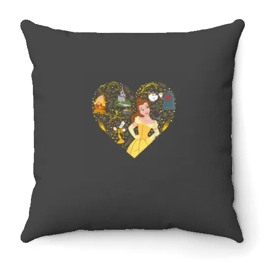 Disney Princess Belle Collage Heart Throw Pillows