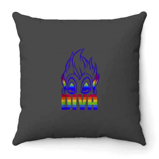 Disney Villains Ursula Rainbow Diva Face Throw Pillows