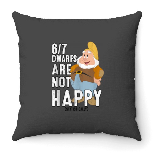 Disneyss Snow White 67 Dwarfs Are Not Happy Humor Throw Pillows
