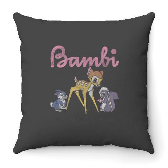 Disneyss Bambi Group Shot Friends With Nature Throw Pillows