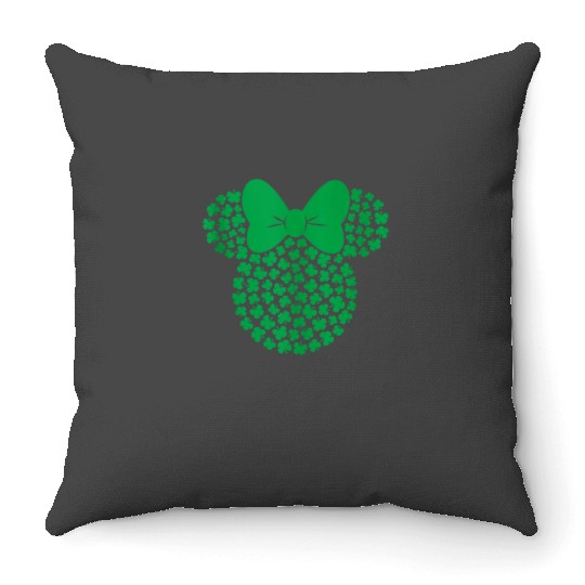 Disney Minnie Mouse Icon Green Shamrocks St Patricks Day Throw Pillows