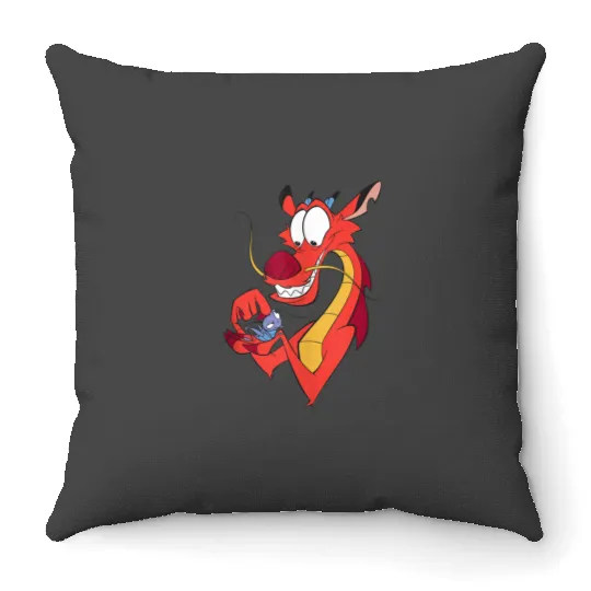 Disney Mulan Mushu And CriKee Pocket Logo Throw Pillows