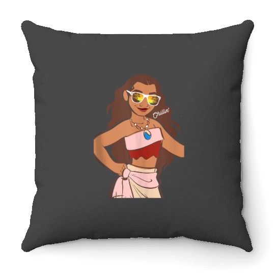 Disneyss Moana Cool Chillin On The Island Big Chest Portrait Throw Pillows