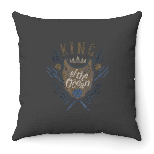 Disneyss The Little Mermaid King Of The Ocean Distressed Crest Throw Pillows