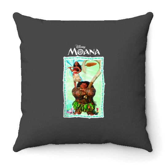 Disneyss Moana Main Characters Group Shot Frame Chest Poster Throw Pillows