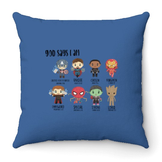 Marvel God says I am Throw Pillows, Marvel Throw Pillows, Disney Marvel Throw Pillows, Avengers Throw Pillows