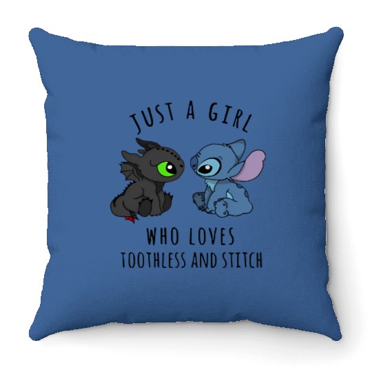 Just A Girl Who Loves Toothless And Stitch Throw Pillows, Stitch Throw Pillows, Cute Disney Throw Pillows, Disney Matching Throw Pillows