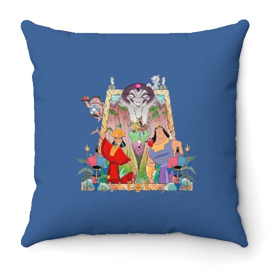 Disney The Emperors New Groove Krock Kuzco Yzma Retro Throw Pillows, Disneyland Trip Unisex Throw Pillows