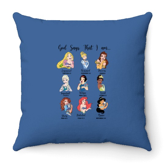 Disney God Says That I Am Throw Pillows, Disney Princess Throw Pillows Throw Pillows, Disney Matching Family Throw Pillows