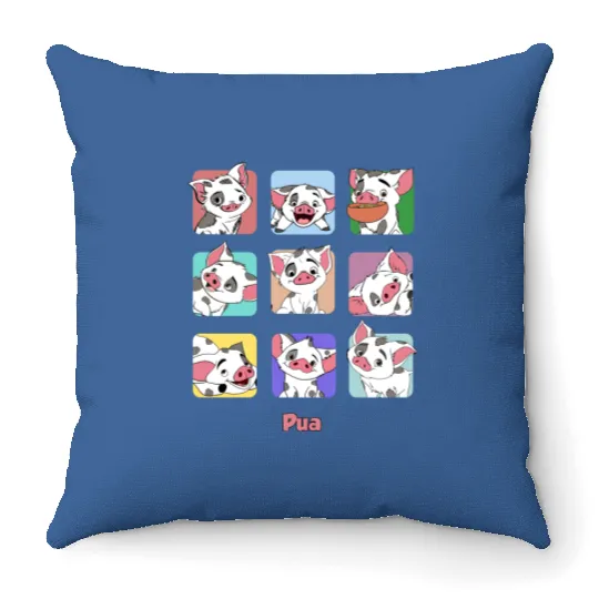 Disney Pua Pig Moods Throw Pillows, Disney Moana Pua Portrait Throw Pillows