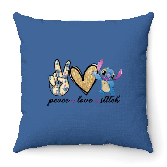 Peace Love Stitch Throw Pillows, Stitch Throw Pillows, Disney Throw Pillows, Gift For Her, Lilo And Stitch Throw Pillows, Disneyworld Throw Pillows