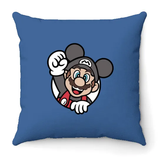 Super Mario - Disney Mickey Mouse color and ears Throw Pillows