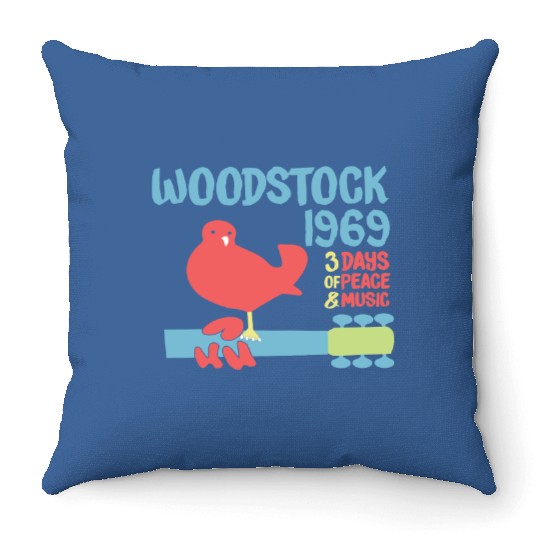 Woodstock Throw Pillows - 60's, Festival,3 Days of Peace & Music 1969 Throw Pillows