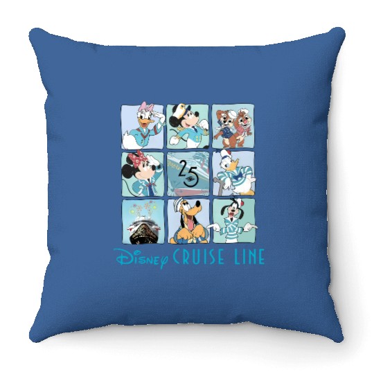 Disney Cruise line 25th anniversary Throw Pillows, Silver anniversary at sea Throw Pillows, Family cruise 2023 Throw Pillows