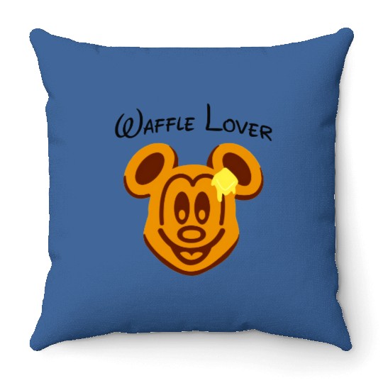 Waffle Mouse Throw Pillows, Mickey Waffle Lover Throw Pillows, Disney Epcot Throw Pillows