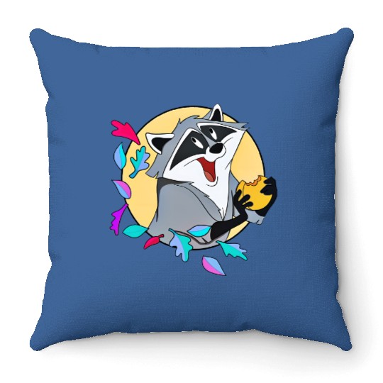 Disney Pocahontas Cute Meeko With Biscuits Retro Throw Pillows