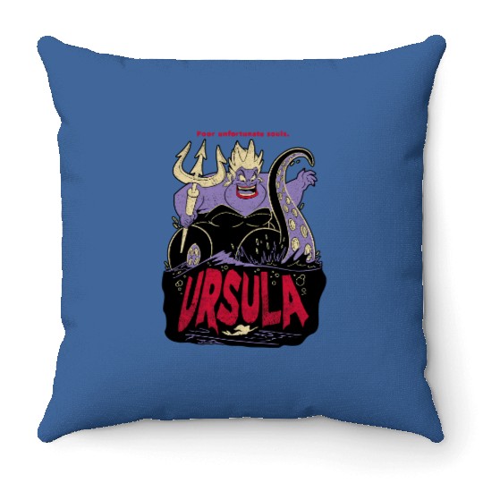 Retro 90s Disney The Little Mermaid Villains Ursula Potrait Graphic Throw Pillows