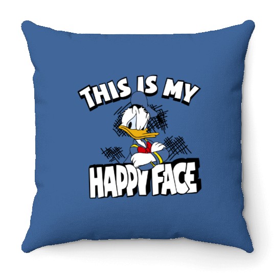 Disney Donald Duck Throw Pillows, This Is My Happy Face Throw Pillows