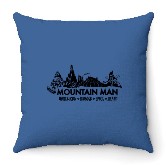 Disney mountain man Throw Pillows, DISNEYLAND Throw Pillows, splash mountain, space mountain , Matterhorn Throw Pillows