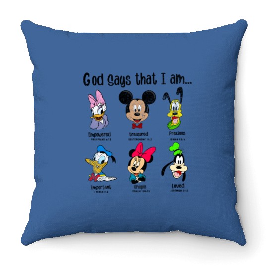 God Says I Am Mickey Throw Pillows, Mickey And Friends Throw Pillows, Disney Throw Pillows