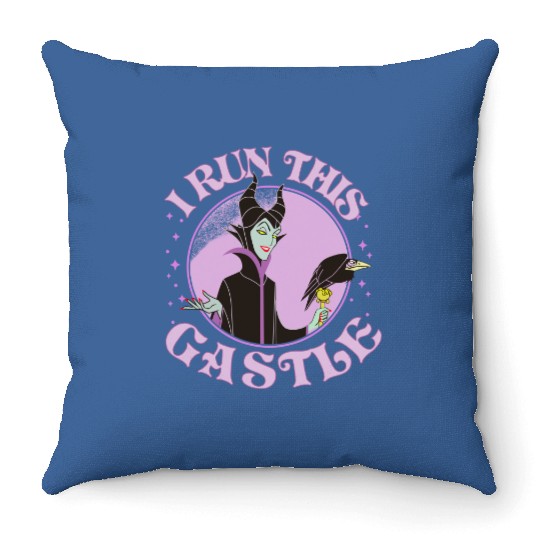 Disney Sleeping Beauty Villains Maleficent Runs This Castle Retro Throw Pillows, WDW Trip Unisex Throw Pillows