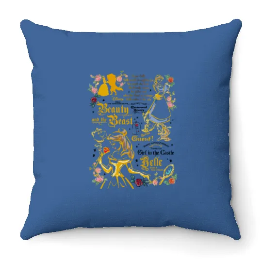 Belle Throw Pillows, Disney Comfort Color Throw Pillows, Beauty Beast Throw Pillows