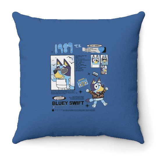 BlueyDad 1989 T Eras Tour classique Throw Pillows