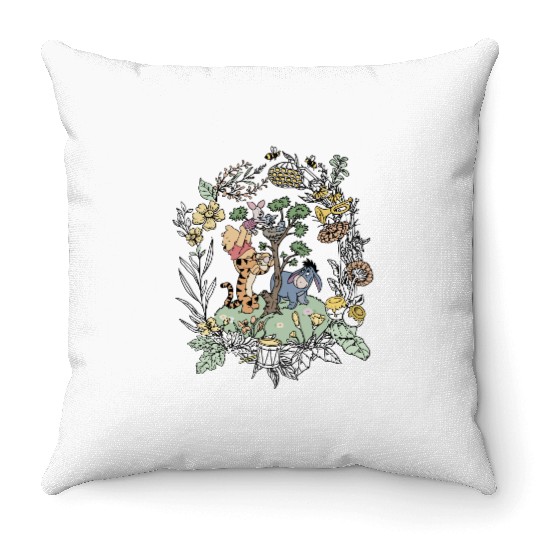 Winnie The Pooh Flower Throw Pillows, Disney Pooh Friends Throw Pillows, Pooh Throw Pillows