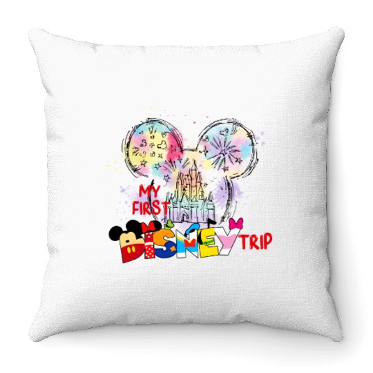 My First Disney Trip 2023 Throw Pillows, Disney Trip 2023 Throw Pillows, Family Disney Throw Pillows