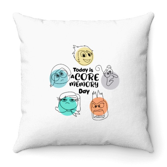 Today is a Core Memory Day Throw Pillows, Magical Vacation Throw Pillows, Disney World Throw Pillows, Inside Out Throw Pillows