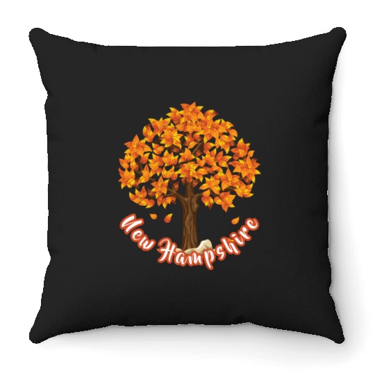 Distressed Visit New Hampshire Autumn Leaves Leaf Peeping Throw Pillow