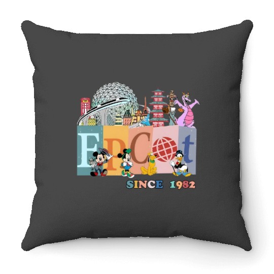 Disney Epcot Since 1982 Comfort Colors Throw Pillows, Disney Trip Family Throw Pillows