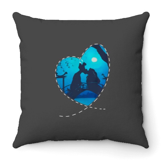 Disney Lady And The Tramp Silhouette Love Valentine's Day Throw Pillows, Disney Valentine's Day