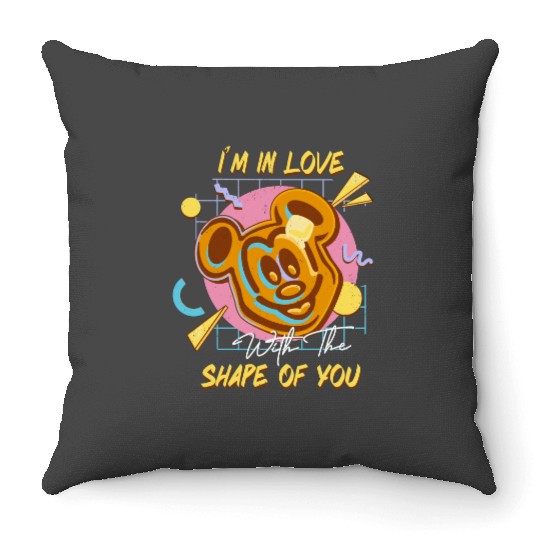 Mickey Mouse Waffle Disney Snacks I'm In Love With The Shape Of You  Throw Pillows