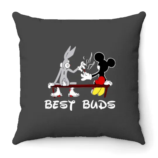 Bugs Bunny and Mickey Mouse Besst Buds, Funny Disney Looneys Tunes Throw Pillows