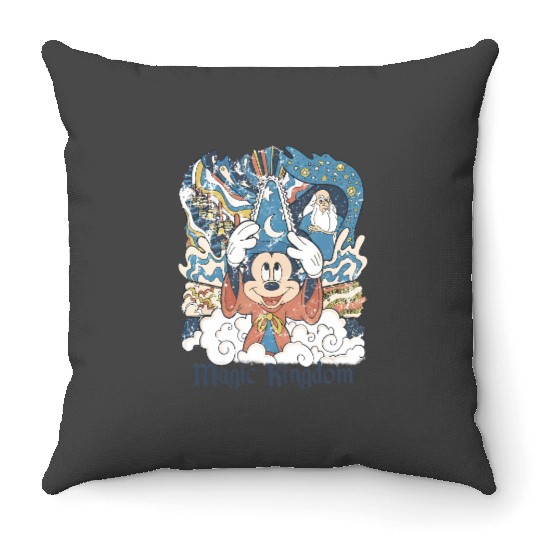 Vintage Magic Kingdom tanks, Disneyland Throw Pillows, Retro Mickey Mouse Throw Pillows