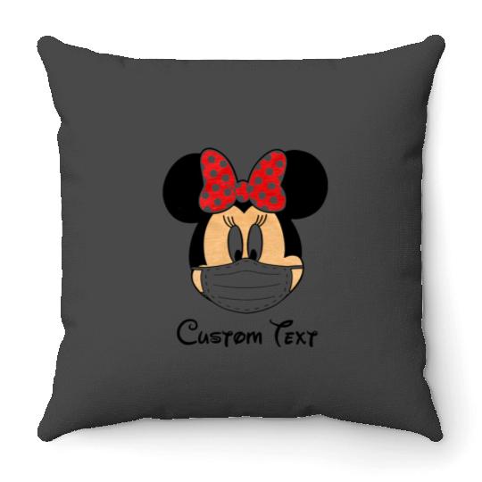 CUSTOM Disney T-Shirt - Mickey Mouse and Minnie Mouse with a Mask - Quarantine - Social Distancing - Wear a mask - 6 feet apart 2020 - 2021 Throw Pillows