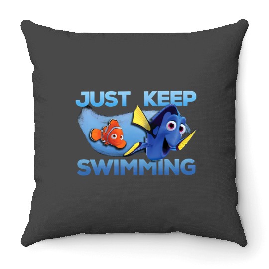 Disney Finding Nemo Just Keep Swimming Funny Nemo And Dory Throw Pillows, Cartoon Throw Pillows, Cute Throw Pillows, Gift For Family