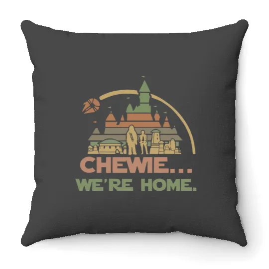 Vintage Chewie We're Home Chewbacca Disney Castle Throw Pillows