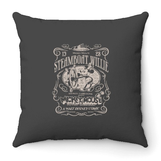 Mickey Steamboat Willie Classic 1928 Disney 100th Bella Throw Pillows Gildan Throw Pillows Unisex