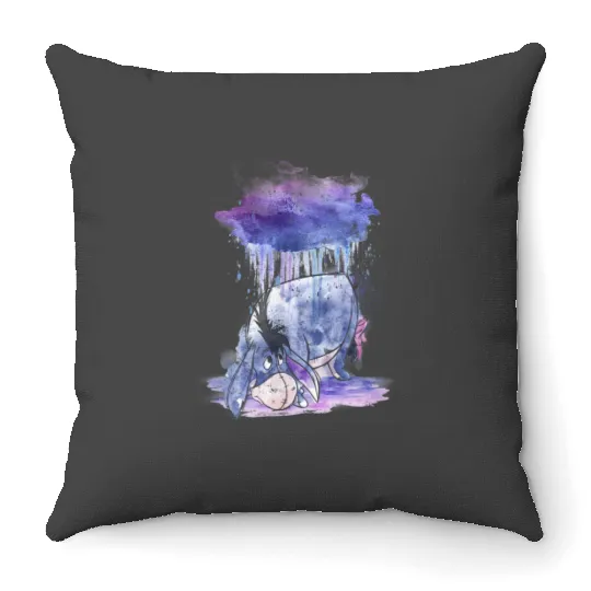 Disney Winnie The Pooh Cute Eeyore Watercolor Rain Cloud Throw Pillows